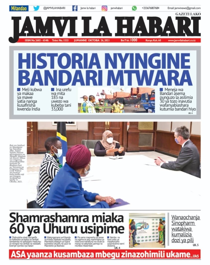 Magazeti ya leo Jumanne, Novemba 02, 2021