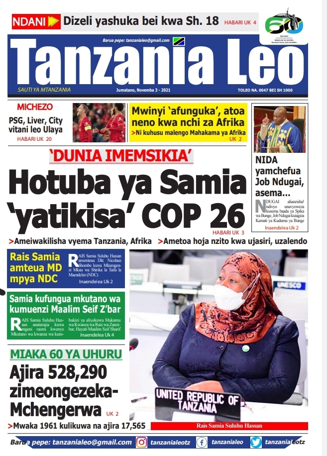 Magazeti ya leo Jumatano, Novemba 03,2021